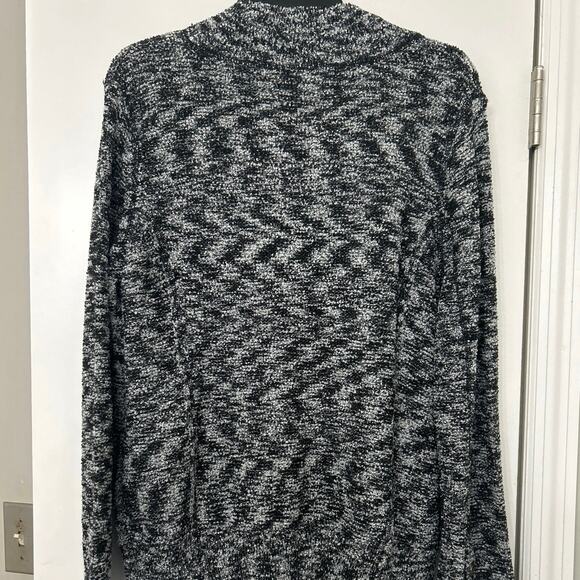 Curio Black Textured Knit Mock Neck Button Down Cardigan Sweater New L - Picture 10 of 16